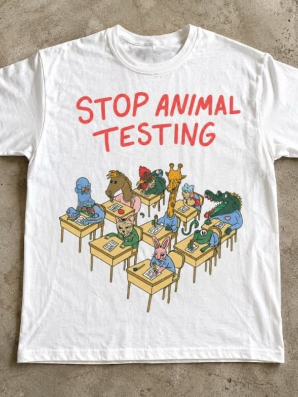 White "Stop Animal Testing" Graphic Tee